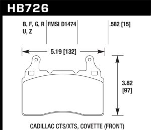 Cadillac CTS Brake Pads - Front - Hawk Performance - ER-1 - 2014